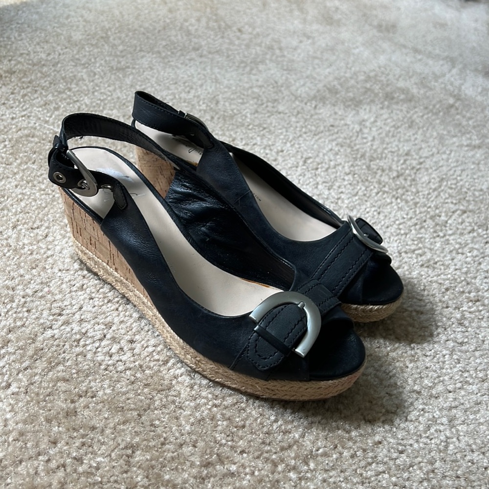 FRANCO SARTO LEATHER WEDGE SLING BACKS 8.5